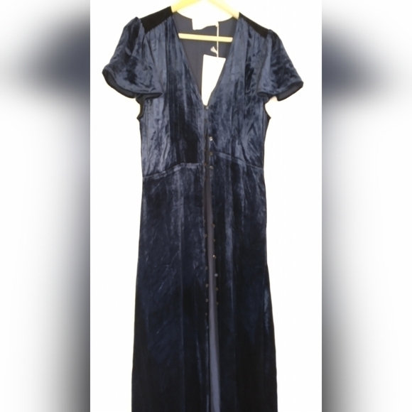 90"s Huzhou Blue Velvet Japanese Maxi Dress Fairycore Grunge 90s Y2K Medium - Picture 4 of 14